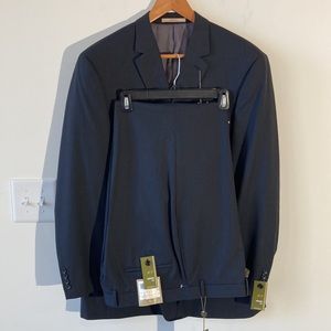 NEW JOE Joseph Abboud X7 mens black pinstripe suit 46L (38 x 32) pants 100% wool